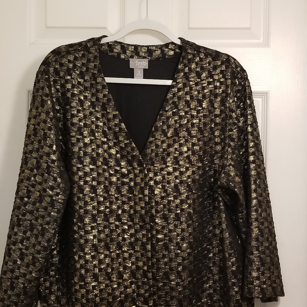 Chico's Traveler's Gold and Black Jacket